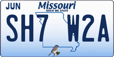 MO license plate SH7W2A
