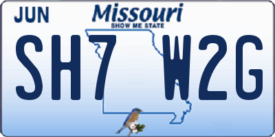 MO license plate SH7W2G