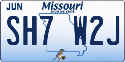 MO license plate SH7W2J