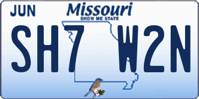 MO license plate SH7W2N