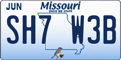 MO license plate SH7W3B