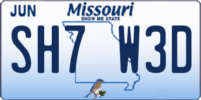 MO license plate SH7W3D
