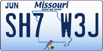 MO license plate SH7W3J