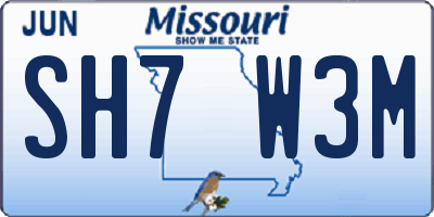 MO license plate SH7W3M
