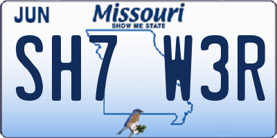 MO license plate SH7W3R