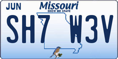 MO license plate SH7W3V