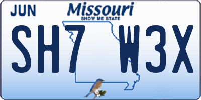 MO license plate SH7W3X