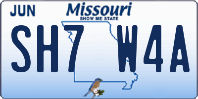 MO license plate SH7W4A