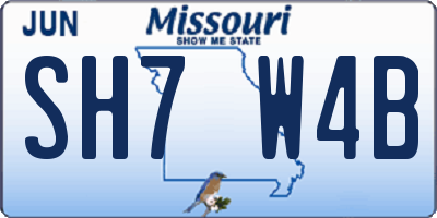 MO license plate SH7W4B