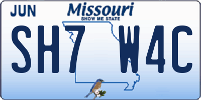 MO license plate SH7W4C