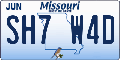 MO license plate SH7W4D