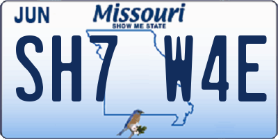 MO license plate SH7W4E