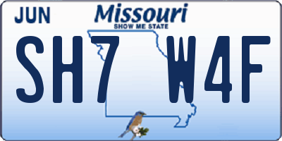 MO license plate SH7W4F