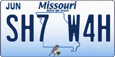 MO license plate SH7W4H