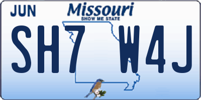 MO license plate SH7W4J