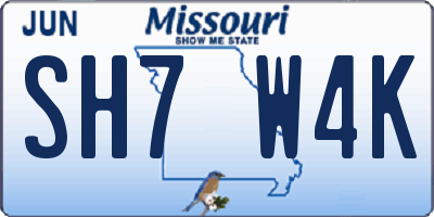 MO license plate SH7W4K