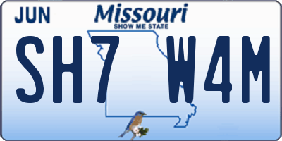 MO license plate SH7W4M