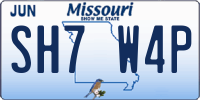 MO license plate SH7W4P