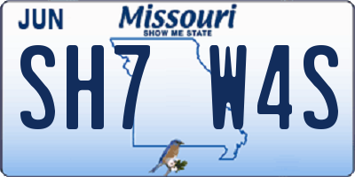 MO license plate SH7W4S