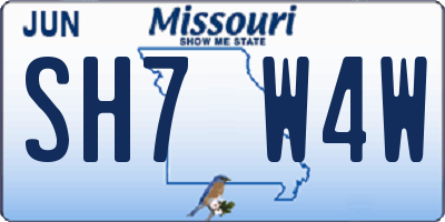 MO license plate SH7W4W