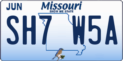 MO license plate SH7W5A