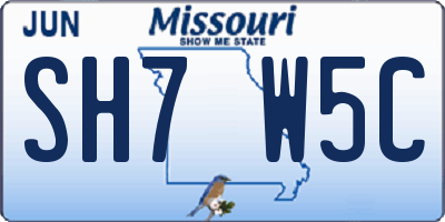 MO license plate SH7W5C