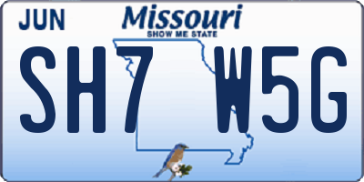 MO license plate SH7W5G