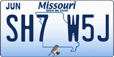 MO license plate SH7W5J