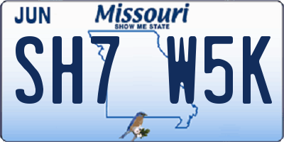 MO license plate SH7W5K