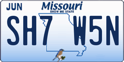 MO license plate SH7W5N