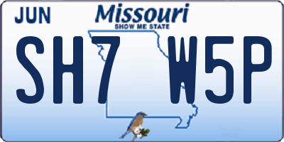 MO license plate SH7W5P