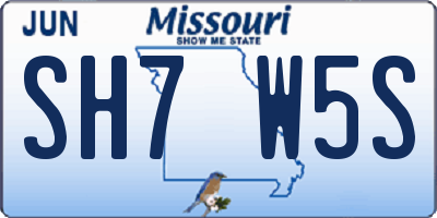 MO license plate SH7W5S