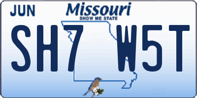 MO license plate SH7W5T
