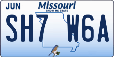 MO license plate SH7W6A