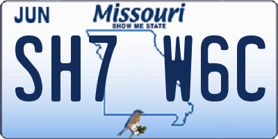 MO license plate SH7W6C