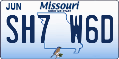 MO license plate SH7W6D