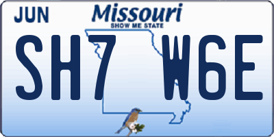 MO license plate SH7W6E
