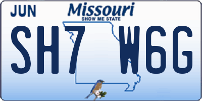 MO license plate SH7W6G