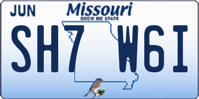 MO license plate SH7W6I