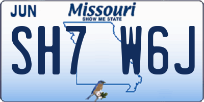 MO license plate SH7W6J