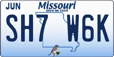 MO license plate SH7W6K