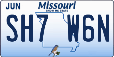 MO license plate SH7W6N