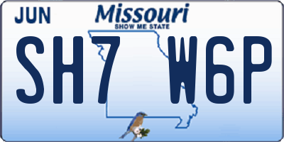 MO license plate SH7W6P