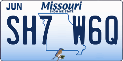 MO license plate SH7W6Q