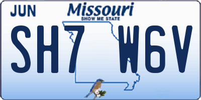 MO license plate SH7W6V