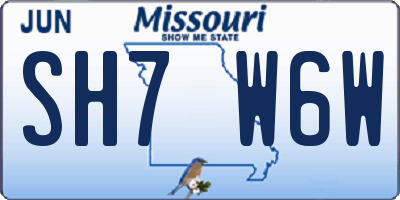 MO license plate SH7W6W