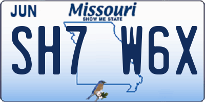 MO license plate SH7W6X