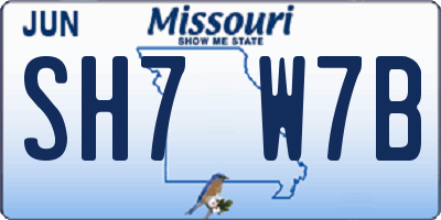 MO license plate SH7W7B
