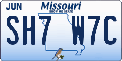 MO license plate SH7W7C