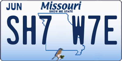 MO license plate SH7W7E